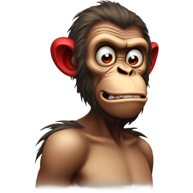 Really mad monkey, red and ears and nose have smoke emoji