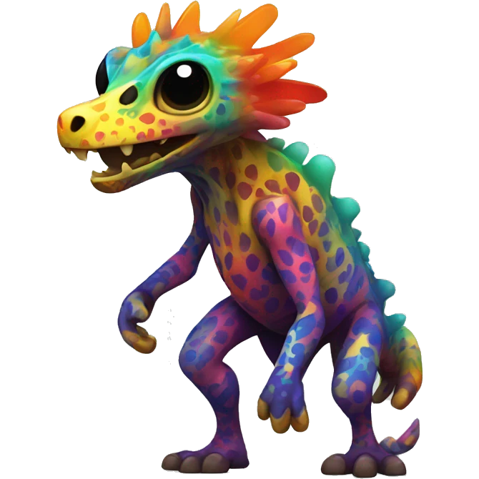 a colorful edgy vernid-fionbri-creature with splash patterns full body emoji