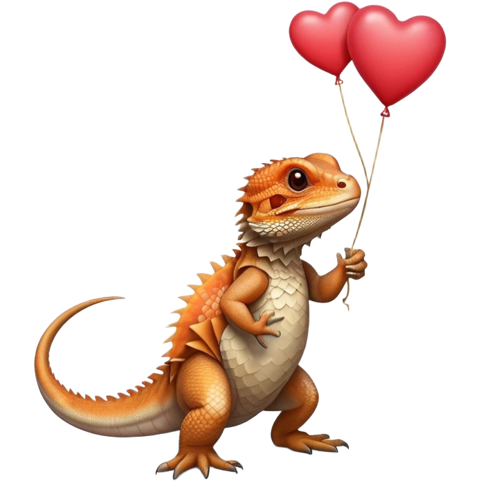 bearded dragon with heart balloon emoji