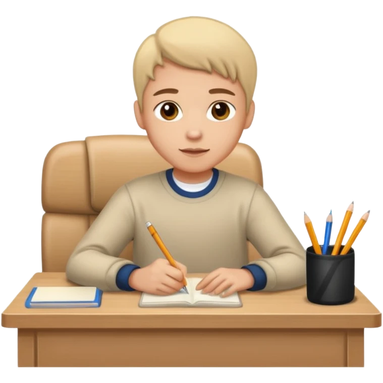 student sitting at a desk emoji