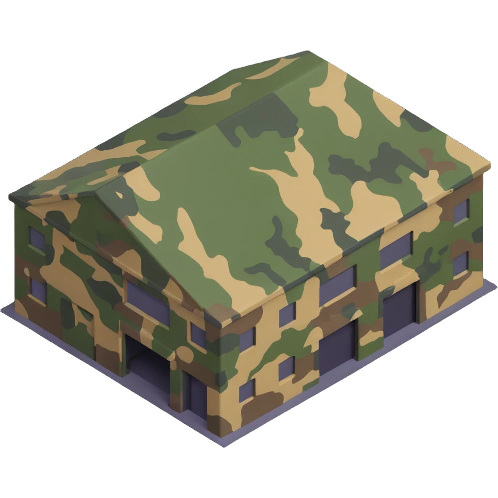 military warehouse painted in military camouflage emoji