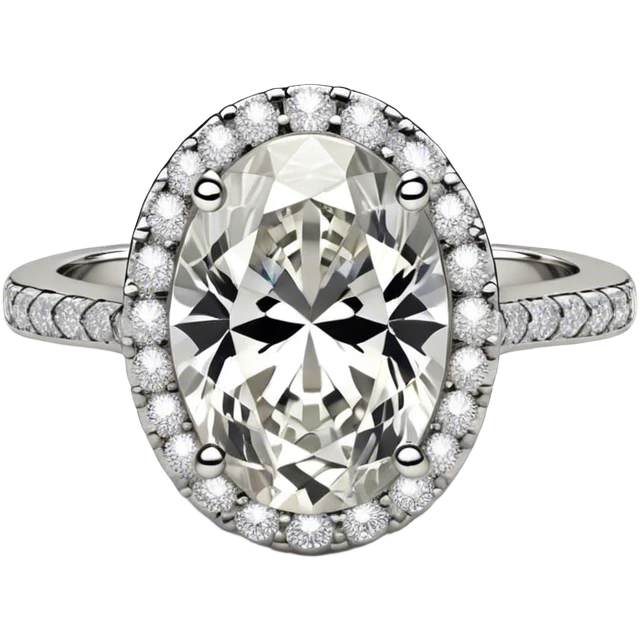 3 carat oval halo engagement ring, platinum emoji