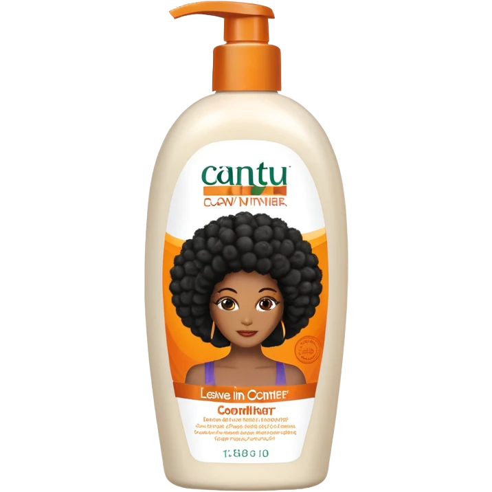 Bottle of Cantu  leave-in Conditioner. The label on the bottle should have a picture of a black woman with afro.  emoji
