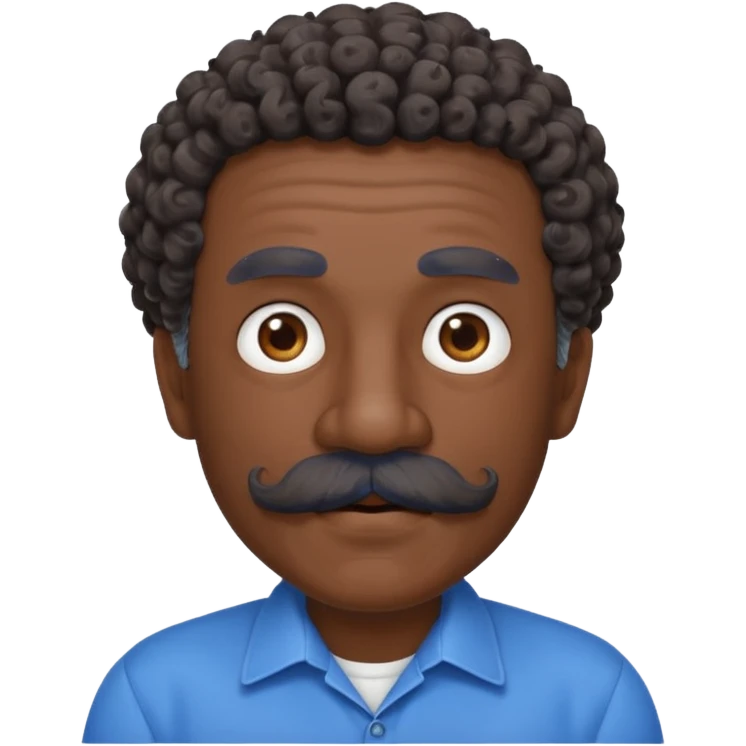 old guy with very curly short dark hair and big blue  mustache emoji