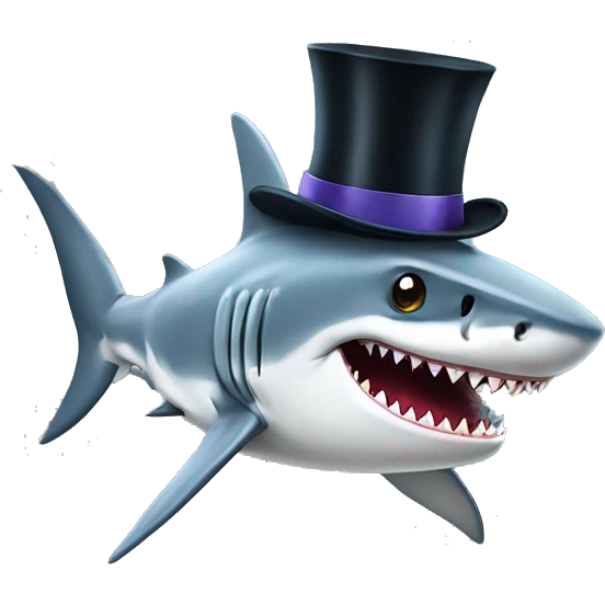 Shark with a top hat emoji