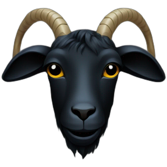 Black background goat face neon emoji
