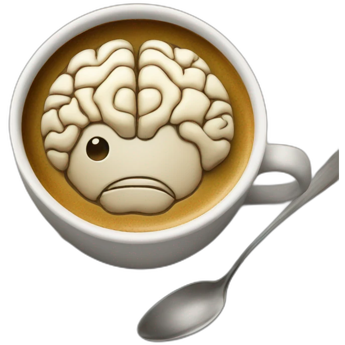 brain inside a cup of coffee emoji