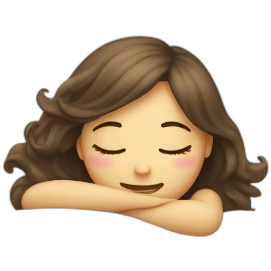 Girl  half sleeping but with happy face emoji