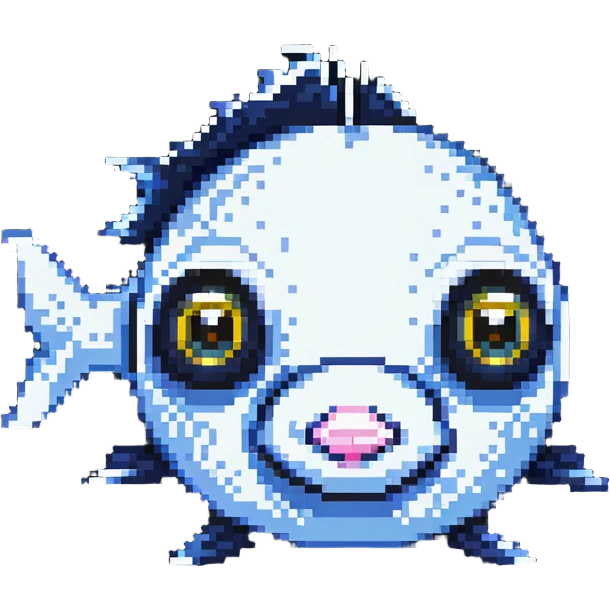 cute cartoon fish head logo with big eyes emoji