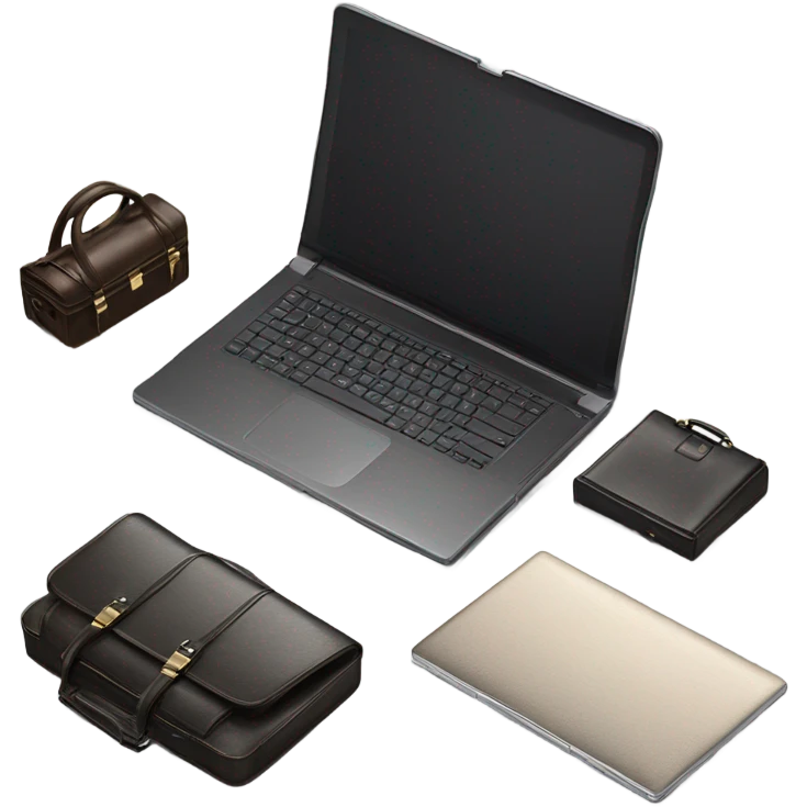 laptop and briefcase next to it emoji