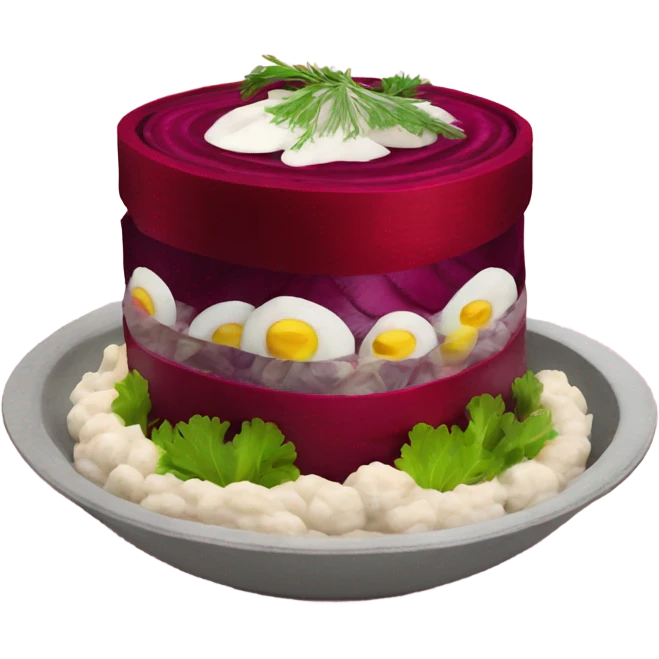 Shuba russian Layered Beet dish  with Herring emoji