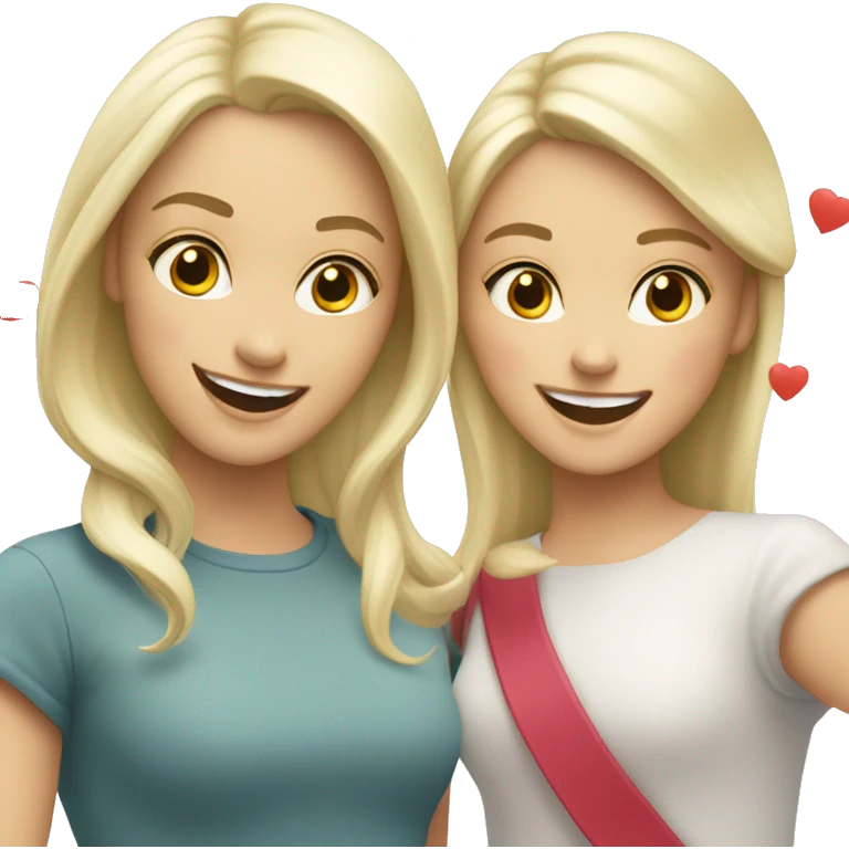 White blonde female and white brunette female happy smiling hearts everywhere  emoji