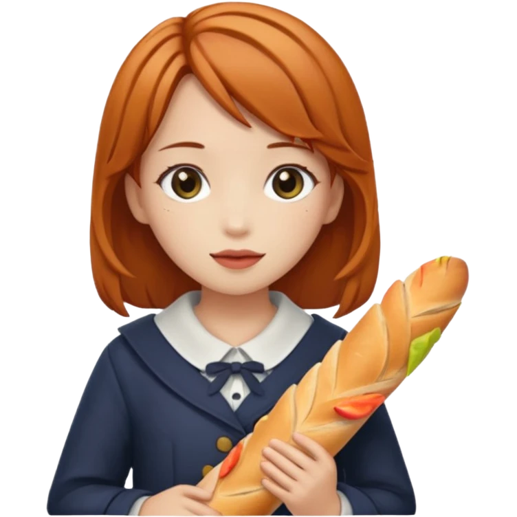 can you make kasane teto holding a baguette in a png format emoji