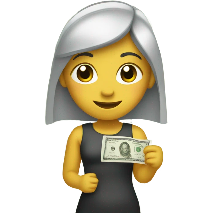 Girl with ten dollar bill emoji