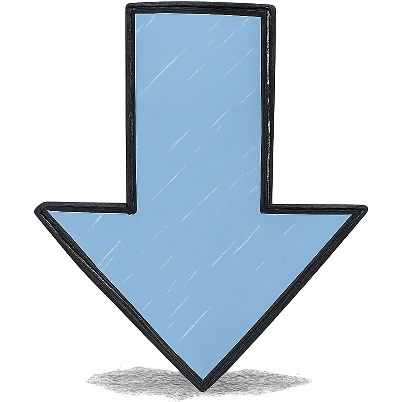 Blue arrow pointing down, add a shadow emoji