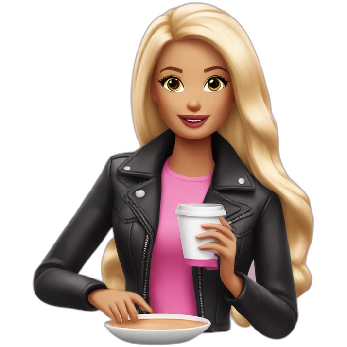 Barbie girl drinking coffee  emoji