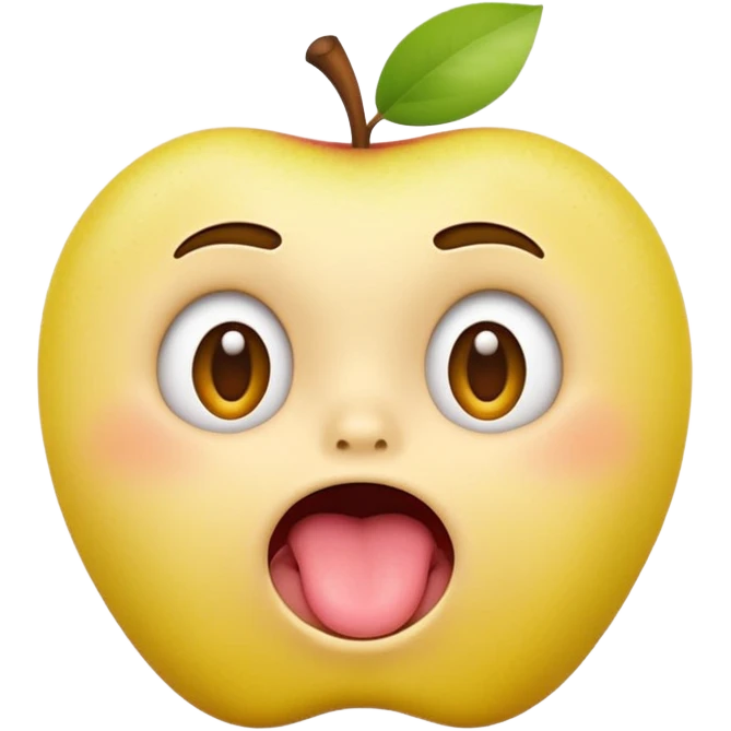 A yellow Apple-style emoji face with a round smooth 3D design, eyes rolled far back showing only the whites, mouth wide open, tongue sticking out, slightly parted lips, concerned or dazed expression emoji