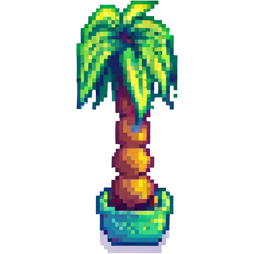 pixel art palm tree with Saudi flag colors emoji