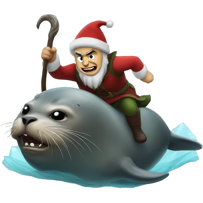 Angry elf riding a seal  emoji