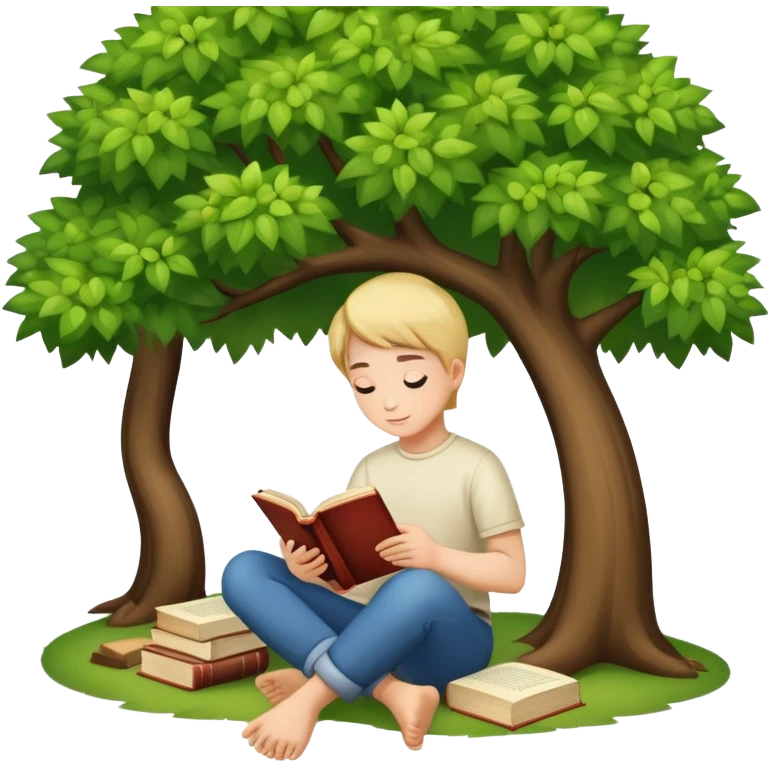 person reading a book under a tree emoji