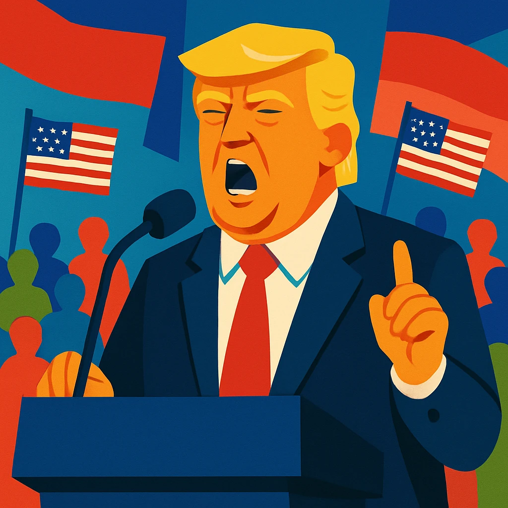 Donald Trump speaking at a rally emoji