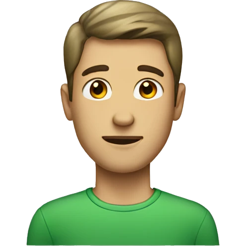 green shirt male portrait thin face emoji