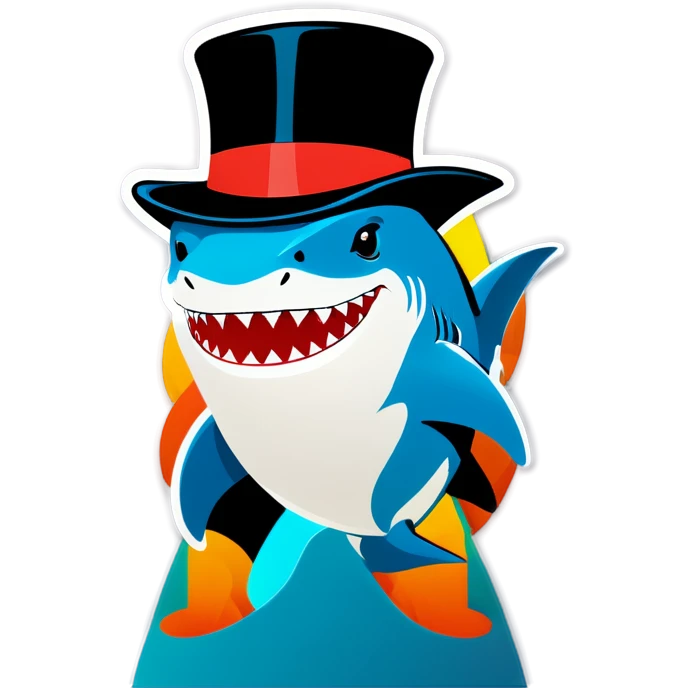Shark with a top hat emoji