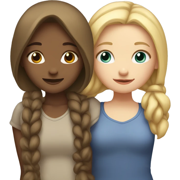 two girls hugging with white skin one of them has blond hair and the other has brown hair emoji
