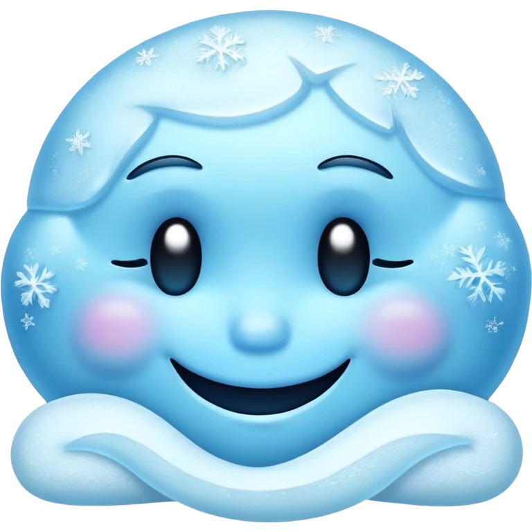 frozen smiley face sleeping, icy blue color, frosty details emoji