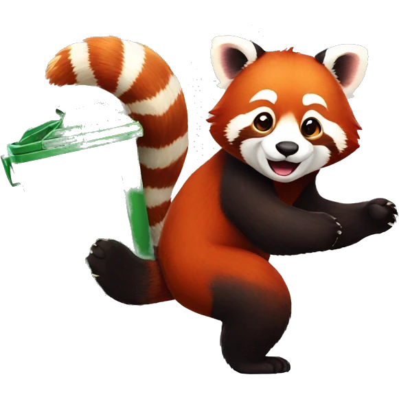  The red panda is throwing away the garbage emoji