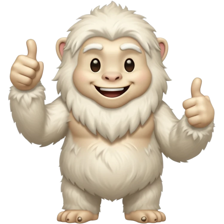yeti, full body, full fur, thumbs up, smiling, winking emoji