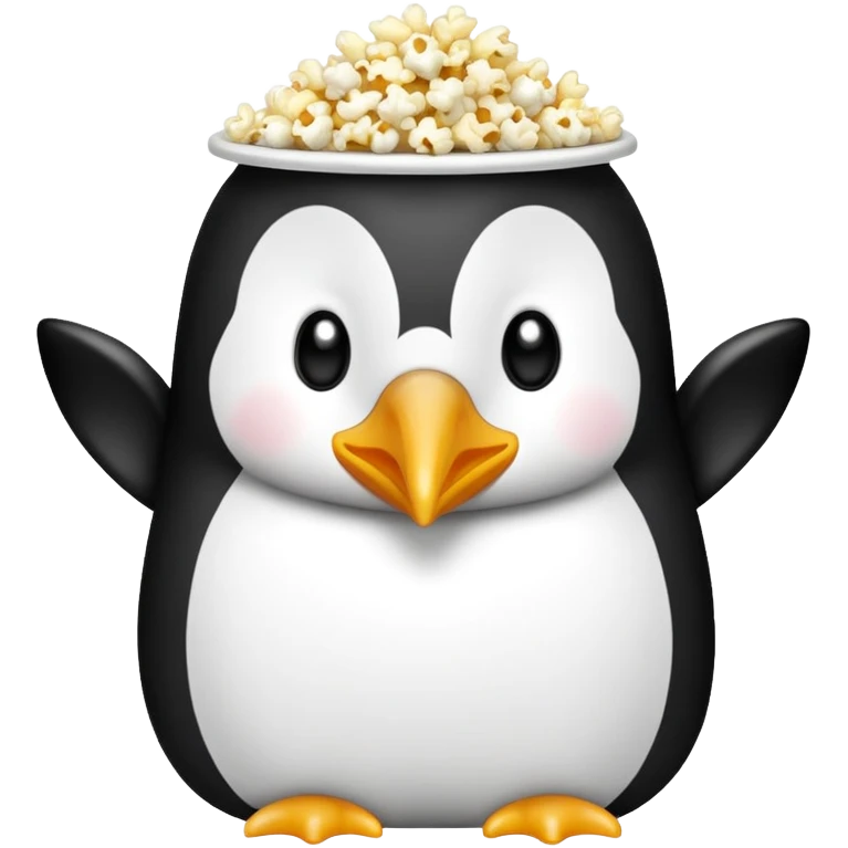 Pingouin avec des popcorn emoji