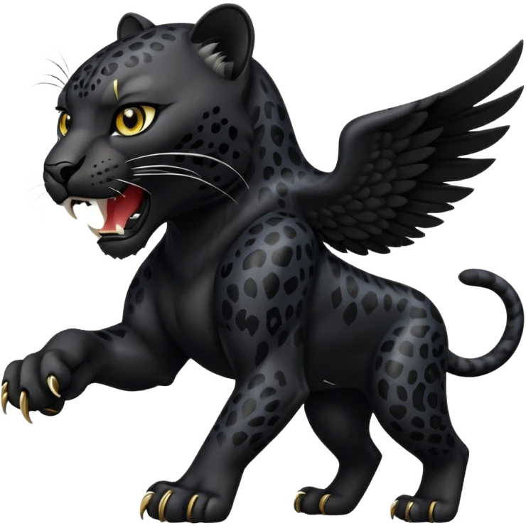 winged black leopard roaring emoji