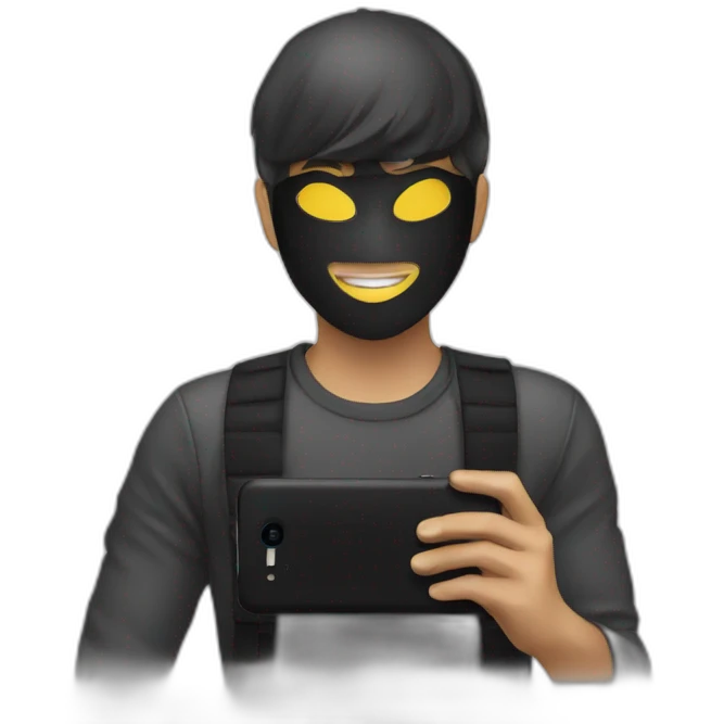 masked boy taking phone selfie emoji