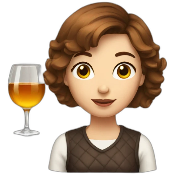 Woman short brown hair drink whisky emoji