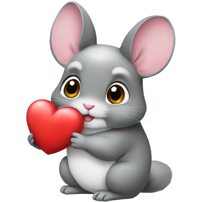 chinchilla holding heart emoji
