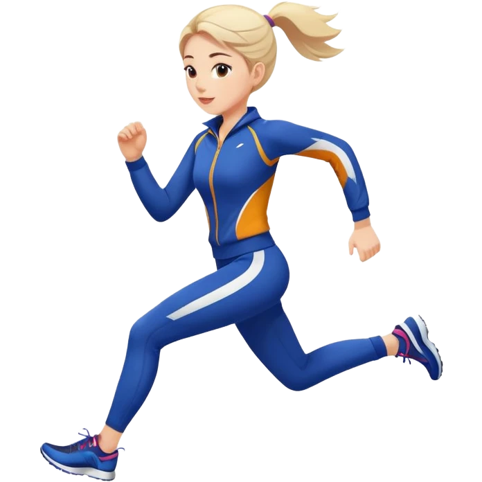 Beautiful girl with fair skin wearing sports suit running emoji