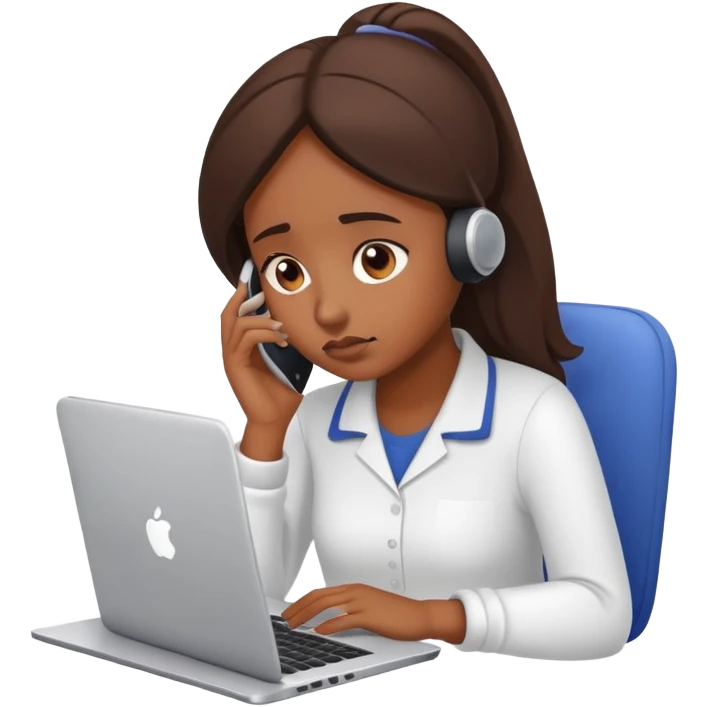 girl with a lot of phone calls and work emoji