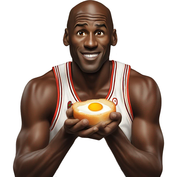 michael jordan eating fried eggs and apricot emoji