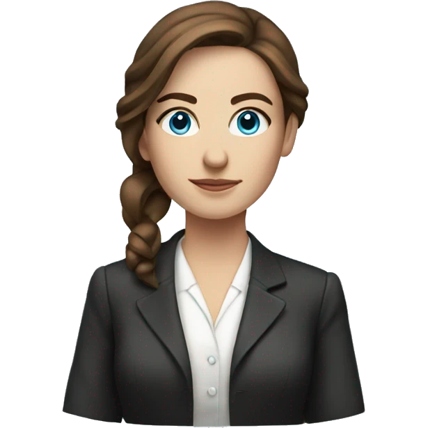 Woman lawyer with brown hair and white skin and blue eyes emoji