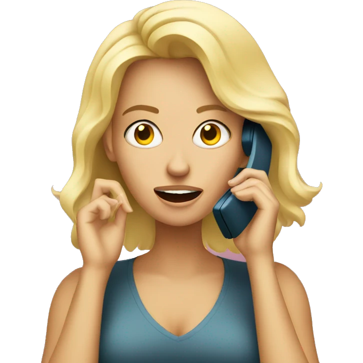 blonde woman mad on a phone call emoji
