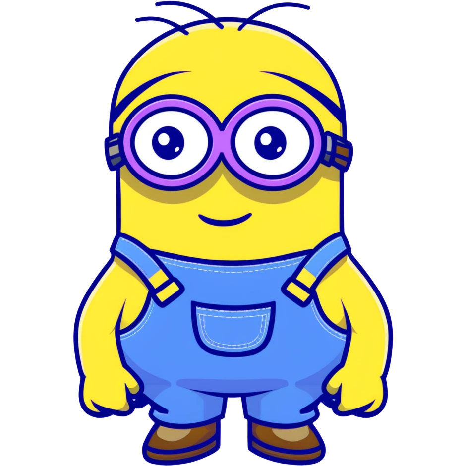 yellow minion with one eye, goggles, blue overalls emoji
