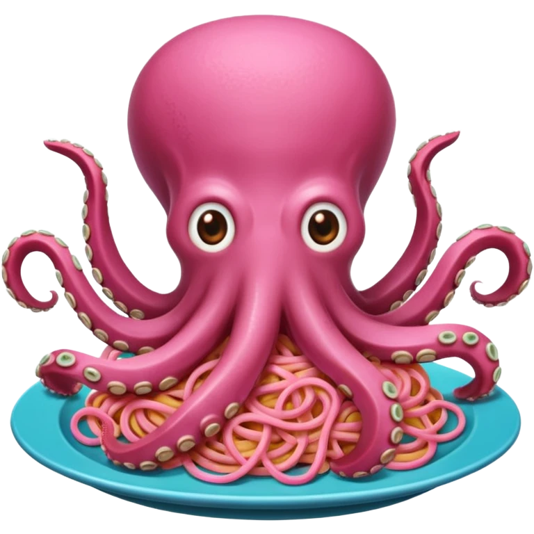 octopus eating Pink spaghetti WITH SPAM emoji