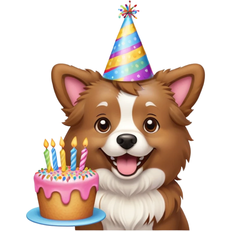 Dog with birthday cake emoji