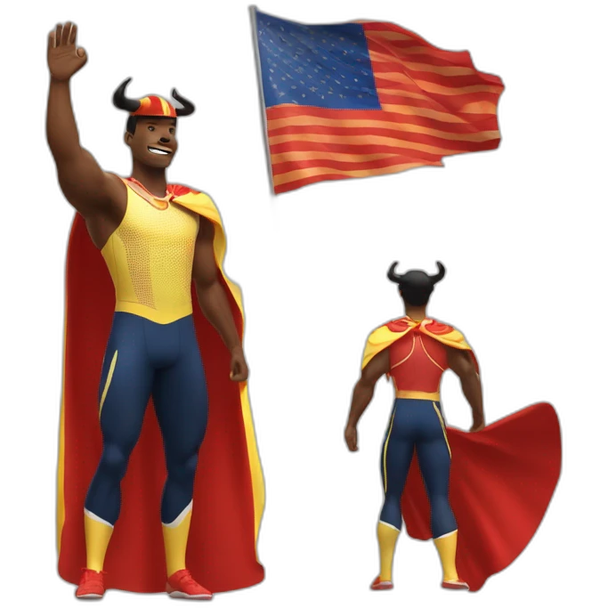 track and field athlete with open arms waving to the crowd. with a bullfighter's hat on his head. and a bullfighting cape in his arm. emoji