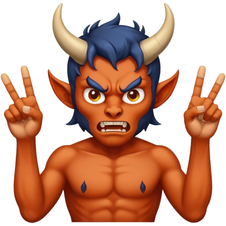 A demon with 2 hands and the hands are middle fingers emoji