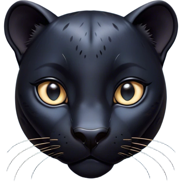 Cinematic Cute Panther Portrait Emoji, Head tilted playfully and inquisitively, with a smooth, streamlined form accentuated by a subtle sheen and round, sparkling eyes filled with charm, Simplified yet irresistibly adorable features, highly detailed, glowing with a warm, inviting glow, high shine, affectionate and lively, stylized with a touch of whimsical mystery, bright and endearing, soft glowing outline, capturing the essence of a mischievous yet loving panther that seems as if it could pounce out of the screen into your arms! emoji