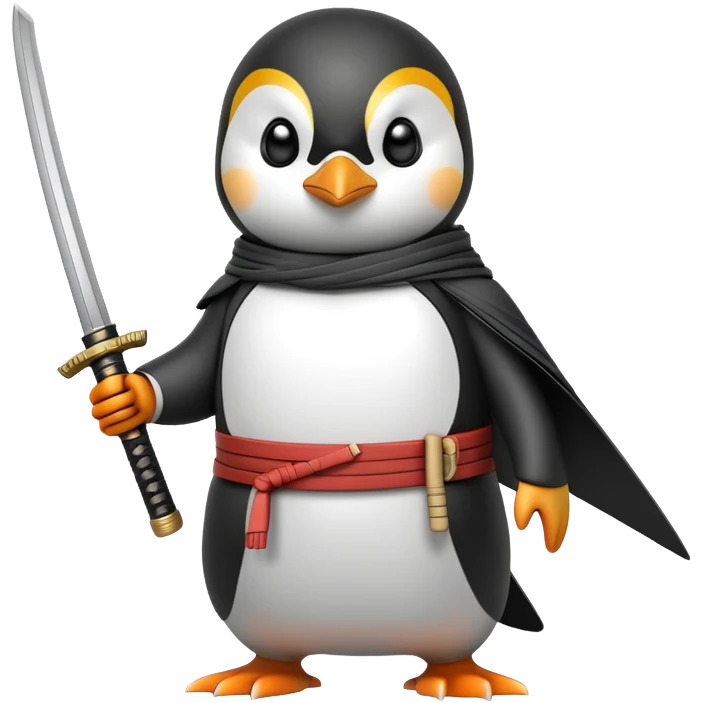 Penguin samurai emoji