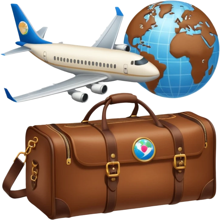 TRAVEL , travel bag , pass board, plane, glob emoji