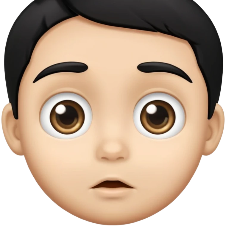 Baby boy face with big eyes, medium skin tone, and black hair emoji